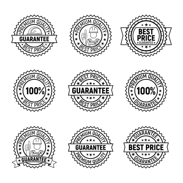 Black vector best price premium quality guarantee label set — Stock Vector