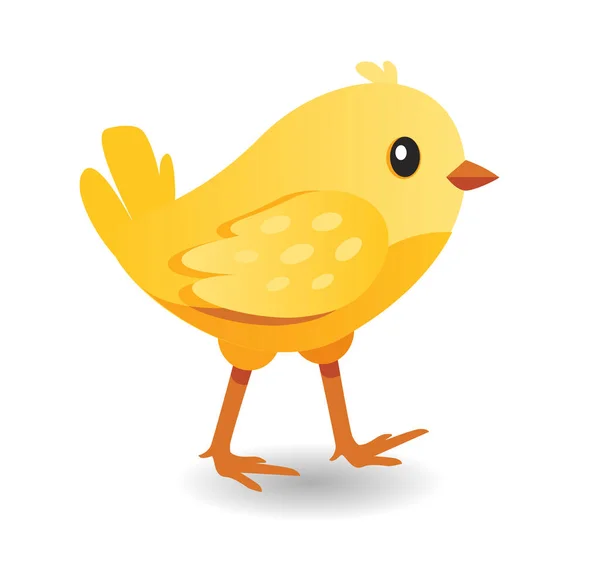Cute yellow bird. Hen kid. Cartoon chick icon for farm vector — Stock Vector