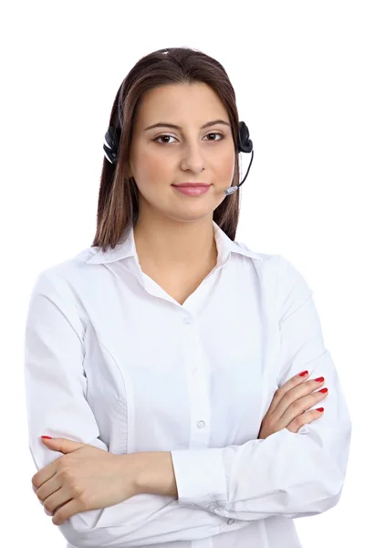 Support telefon operatör i headset — Stockfoto