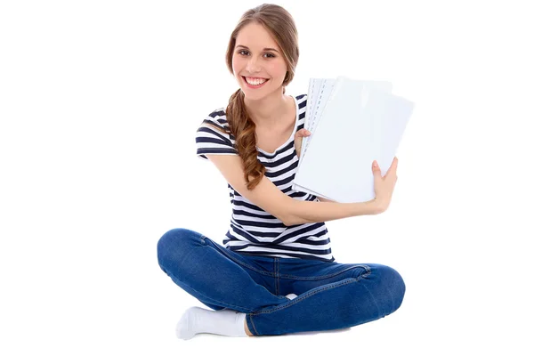 Estudante menina alegre sorrindo — Fotografia de Stock