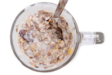 Cam Kavanoz içinde kahvaltı için Yoğurtlu müsli