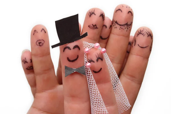 Gelin ve damat Konuklar ile elle çizilmiş