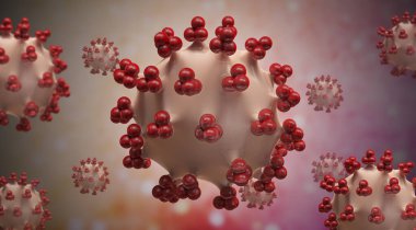  3D oluşturulmuş, virüsün 3D çizimi.