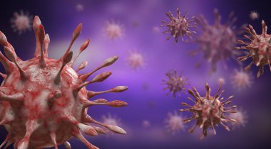  3D oluşturulmuş, virüsün 3D çizimi.