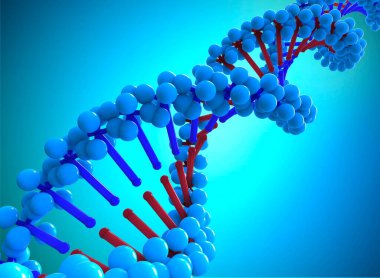 DNA dizilerinin 3 boyutlu çizimi. DNA ya da deoksiribonükleik asit, insanlarda ve hemen hemen diğer tüm organizmalarda kalıtsal bir maddedir.. 
