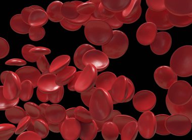 Kırmızı Kan Hücreleri 'nin 3D çizimi. Kan hücreleri vücutta akıyor.