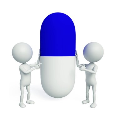 3 boyutlu, 3 boyutlu beyaz adam ve ilaç..