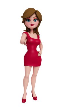 Merhaba pozu veren üç boyutlu bir kız..