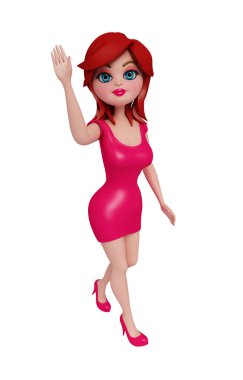 3 boyutlu, şık bir kız figürü..