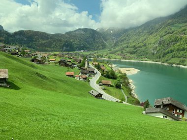 Lucerne, İsviçre - 22 Mayıs 2019 İsviçre 'deki çayırların manzarası