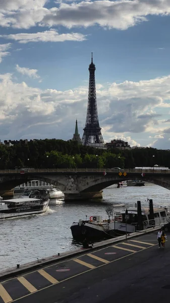 Paris France July 2021 Panoramic View Eiffel Tower River Seine — Zdjęcie stockowe