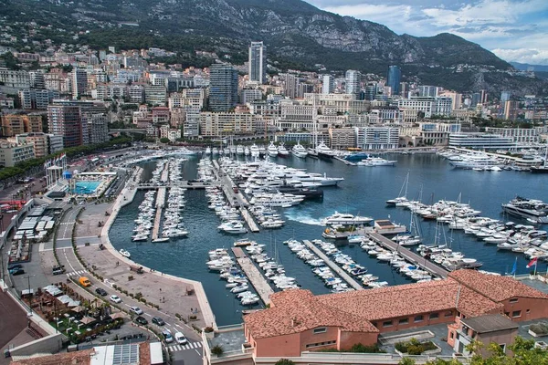 Monte Carlo Monaco Augusztus 2021 Egy Gyönyörű Panoráma Öbölben Monte — Stock Fotó