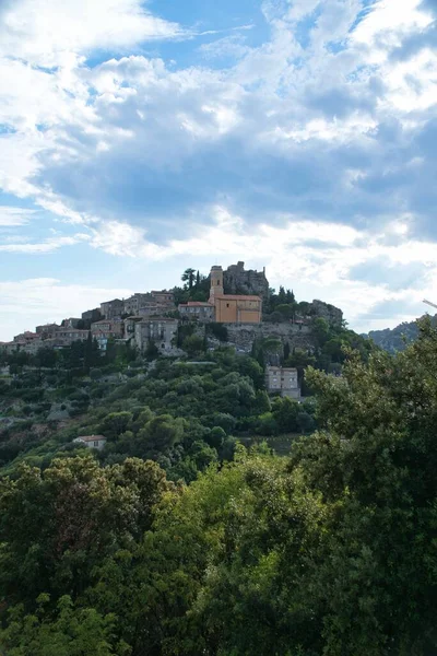 Vista Panorâmica Uma Pequena Aldeia Velha Eze Alpes Maritimes Departamento — Fotografia de Stock