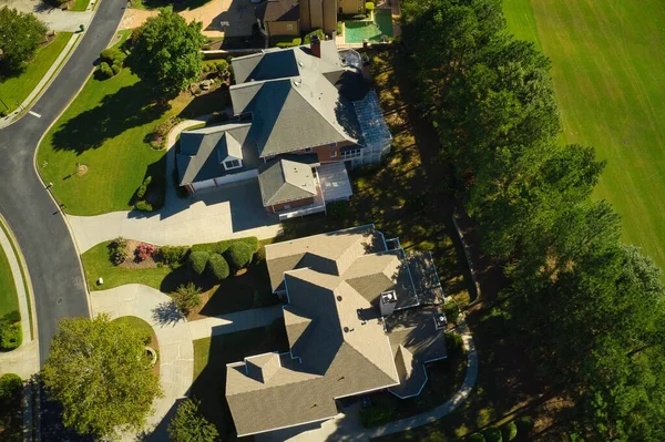 Vista Panorâmica Aérea Cima Para Baixo Cluster Casa Uma Subdivisão — Fotografia de Stock