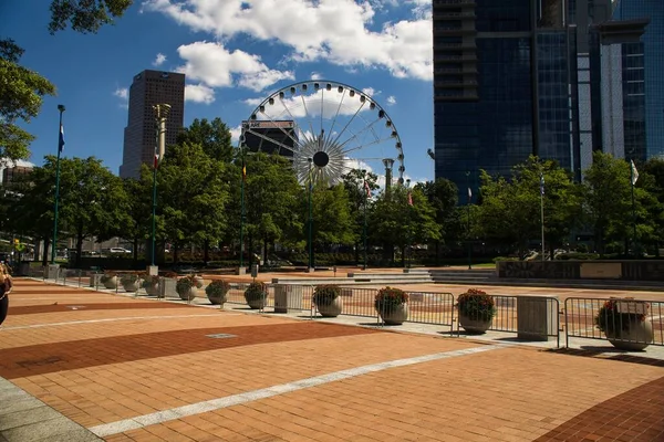 Atlanta Georgia September 2021 Ein Panoramablick Auf Atlantas Skyline Riesenrad — Stockfoto