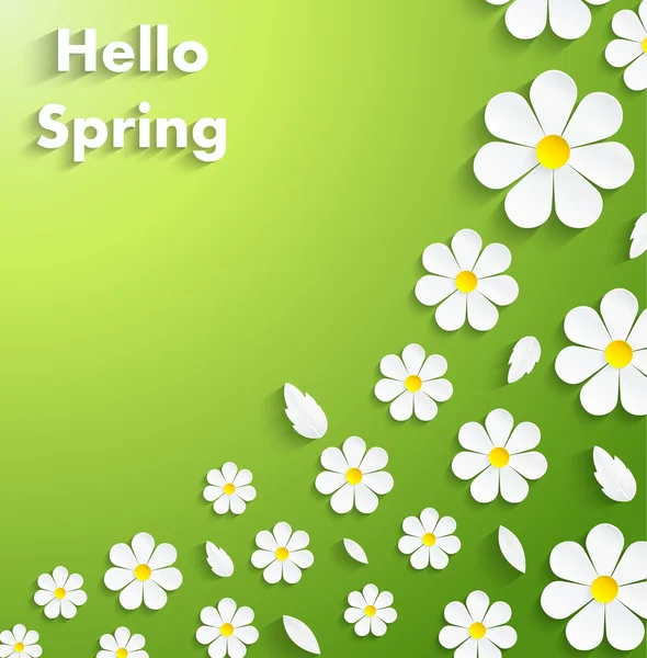 美丽的春天鲜花绿色背景 — 图库矢量图片