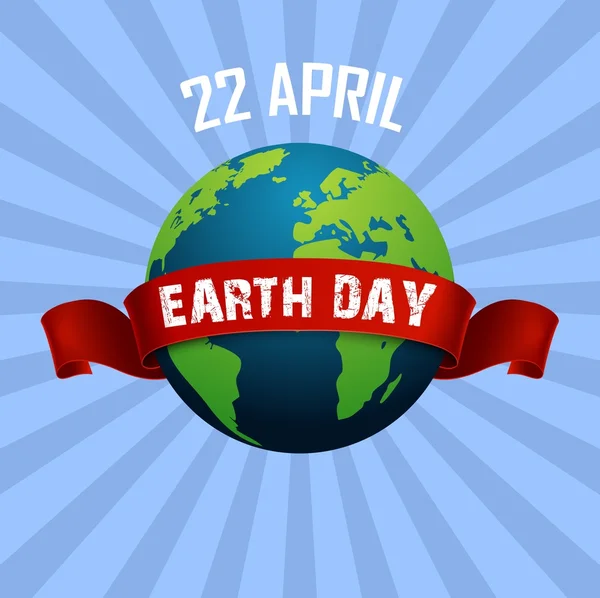 Tag der Erde 22. April und rotes Band — Stockvektor