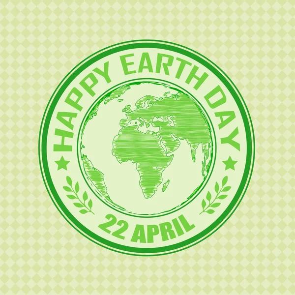 Sello de goma grunge verde con el texto Happy Earth Day 22 de abril escrito en el interior — Archivo Imágenes Vectoriales