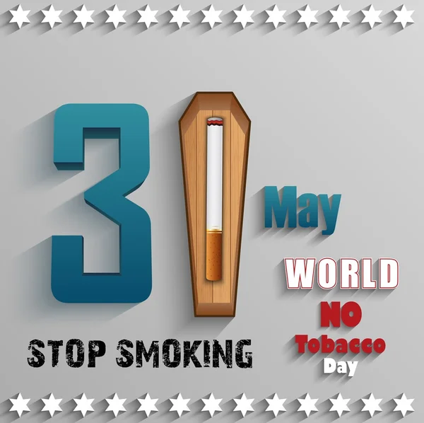 Světový den bez tabáku s stylový textem a cigaret nad dřevo na šedém pozadí — Stockový vektor