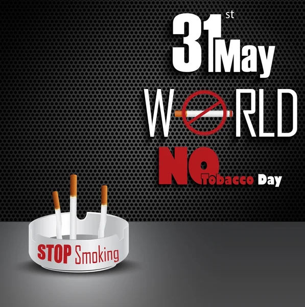 Asbak met sigaretten voor 31 mei wereld geen tabak-dag — Stockvector