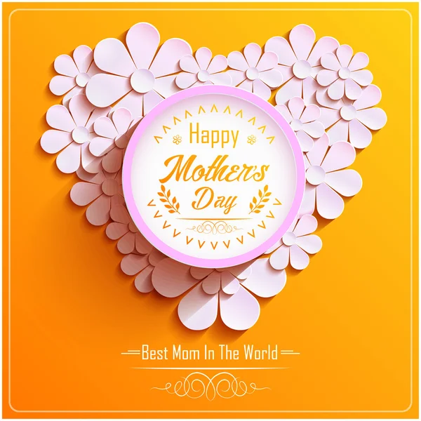 Happy Mothers Day with beautiful Bright round frame with pink 3d flowers chamomile — Stock Vector