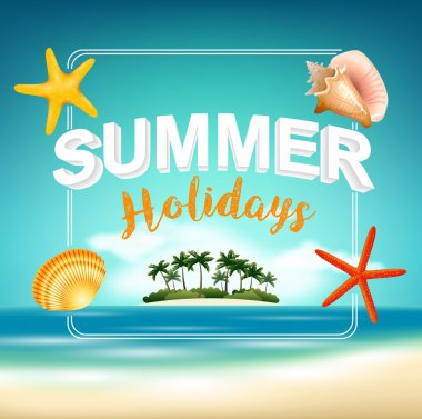Yaz tatili plajda poster görüntülemek