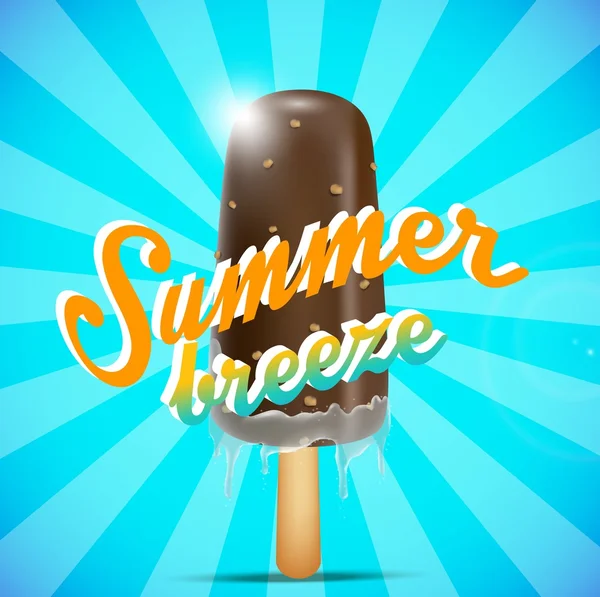 Bar čokoládové zmrzliny na tyčce, letní vánek koncepce — Stockový vektor