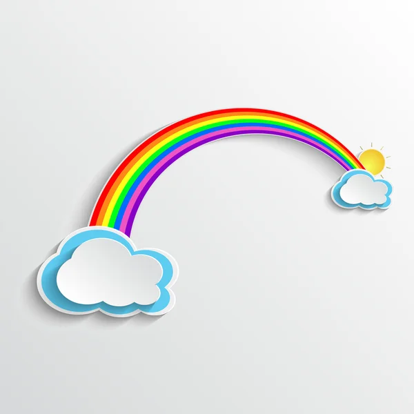 Arcobaleno di sfondo con nuvole — Vettoriale Stock