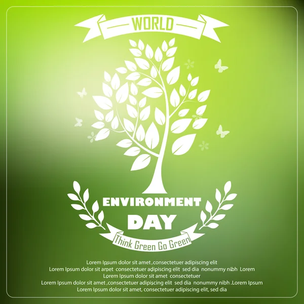Día mundial del medio ambiente con árboles tipográficos de forma — Archivo Imágenes Vectoriales