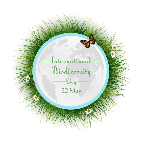Přírodní rámec s kruhem trávy pro mezinárodní den biodiverzity — Stockový vektor