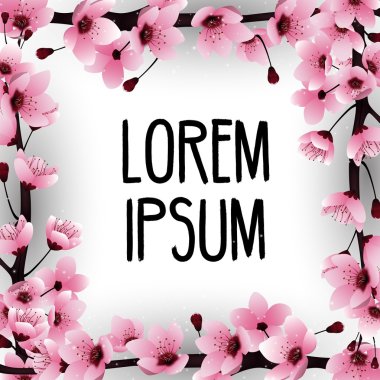 Kare metin için olan çiçekler sakura kare arka plan