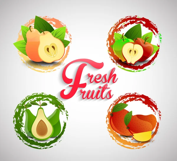 Ikony świeżych owoców — Wektor stockowy