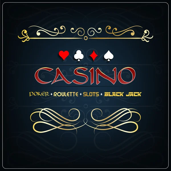 Casino für Poster auf blauem Hintergrund mit Spielelementen — Stockvektor