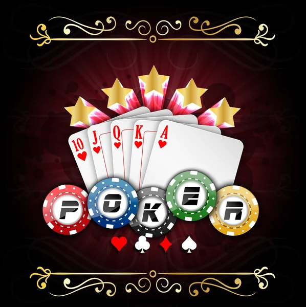 Spielkarten mit Pokerchips — Stockvektor