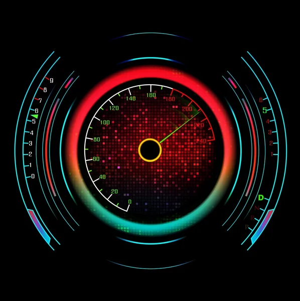 Compteur de vitesse isolé sur noir — Image vectorielle