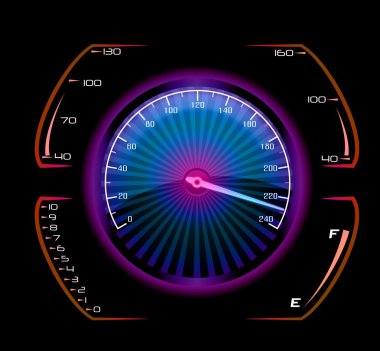 Siyah arka plan üzerine izole hız göstergesi