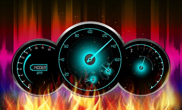 Speedometer terbakar - Stok Vektor