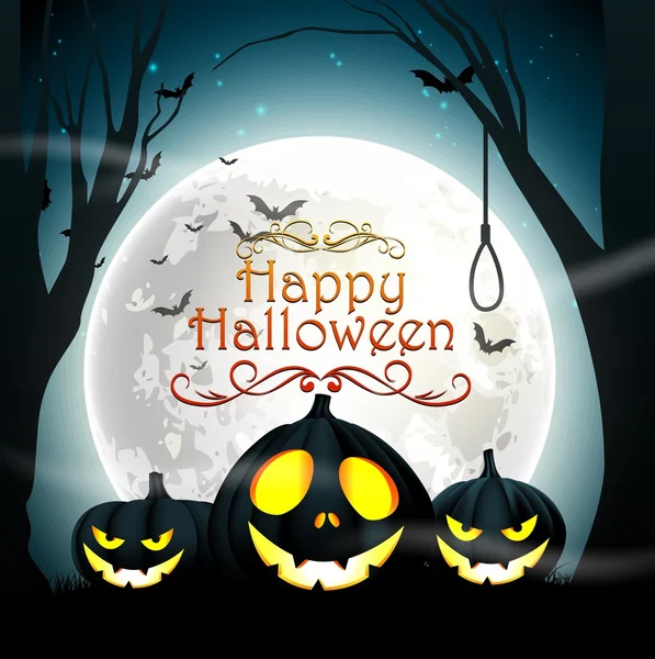 Halloween nacht achtergrond met pompoenen — Stockvector