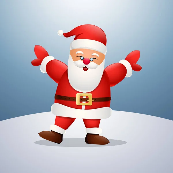 Ilustração Vetorial Desenhos Animados Papai Noel Feliz Neve — Vetor de Stock