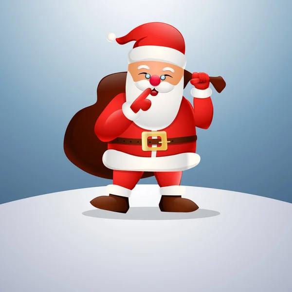 Ilustración Vectorial Dibujos Animados Feliz Santa Claus Sosteniendo Una Bolsa — Vector de stock