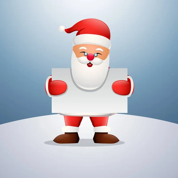 Vector Illustration Cartoon Happy Santa Claus Holding Blank Sign — Stock Vector