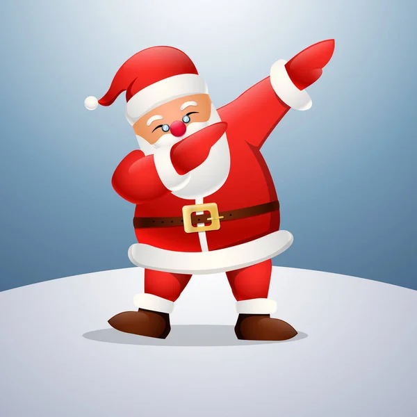 Vektor Illustration Tecknad Rolig Santa Claus Dabbing Dans Snön — Stock vektor