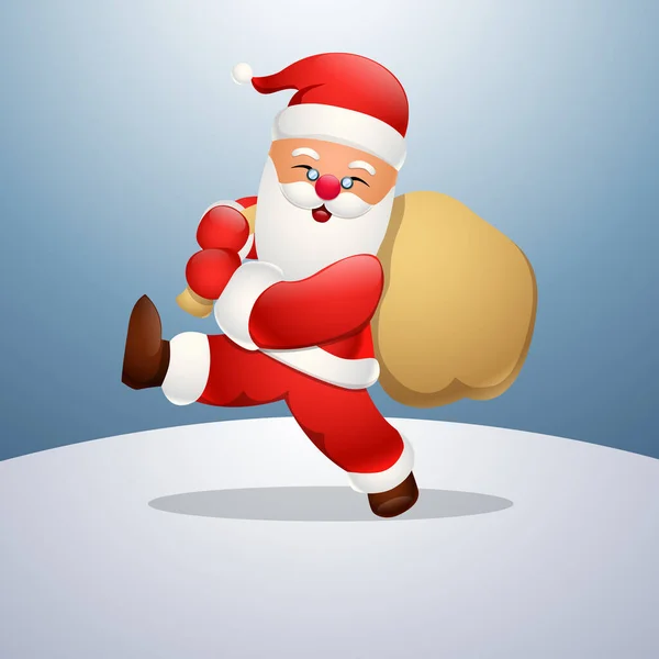 Ilustración Vectorial Dibujos Animados Feliz Santa Claus Sosteniendo Una Bolsa — Vector de stock