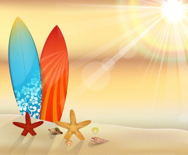 Sörf tahtaları ile Sunset beach