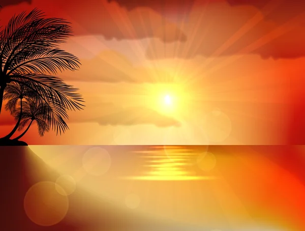 Photo du coucher de soleil sur la mer — Image vectorielle