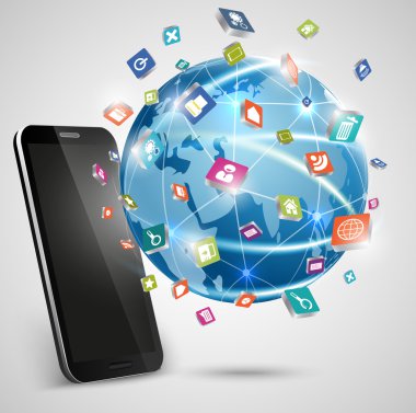 Akıllı telefonlar ve küre bağlantıları sosyal medya