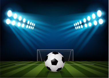Futbol Stadyumu ışık ile sahada
