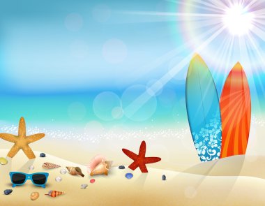 Surfboard ile yaz Beach Tatil
