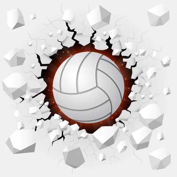 Volleyboll och med väggen skador — Stock vektor
