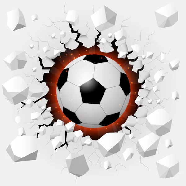 Pelota de fútbol con fondo agrietado — Vector de stock